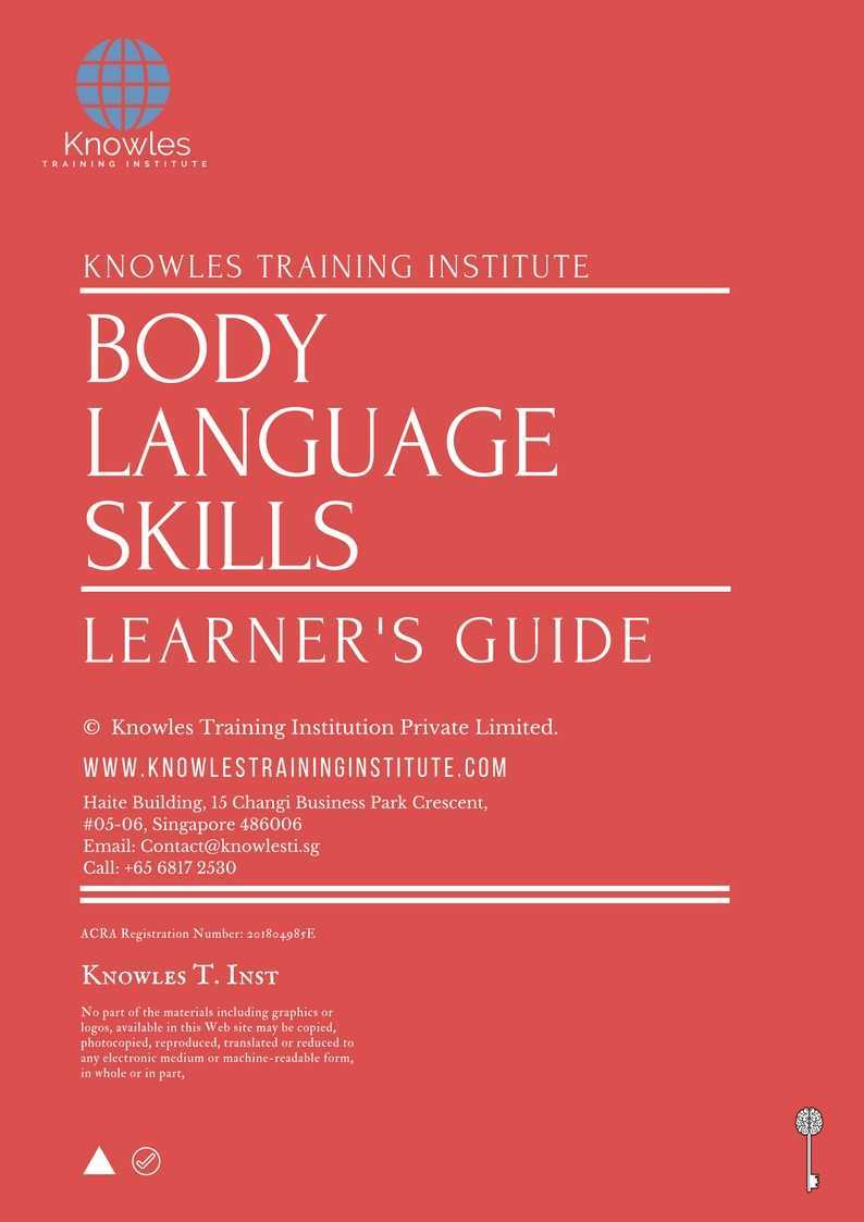 Body Language Skills Training Course in New Zealand Learner’s Guide