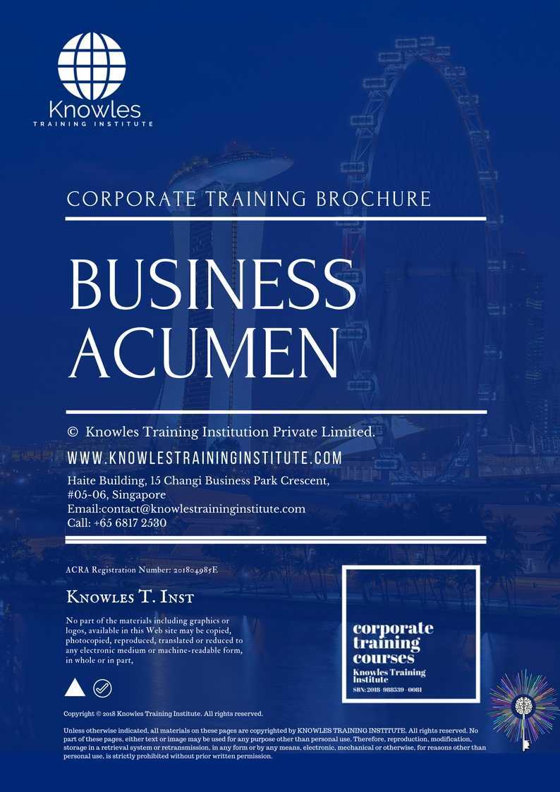 Business Acumen Training Course in New Zealand Brochure