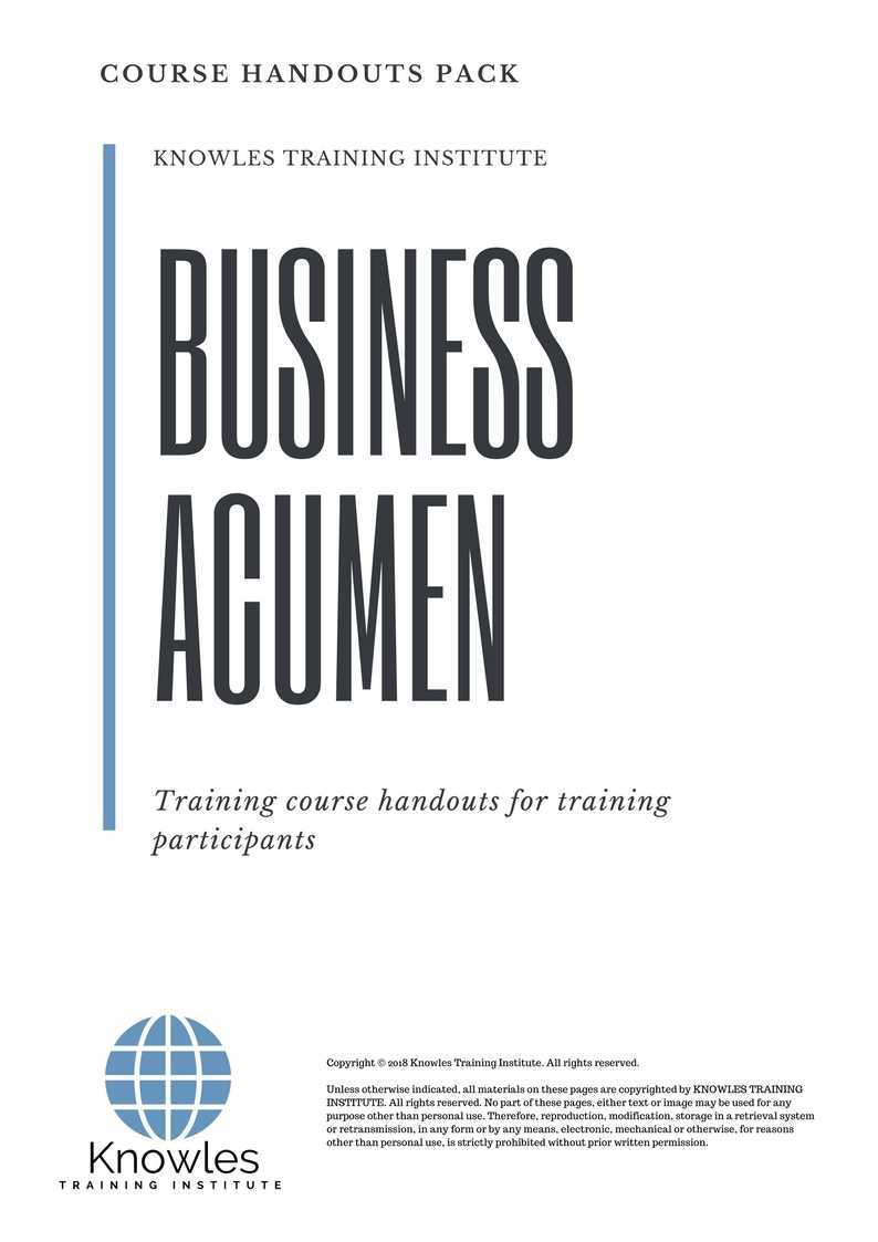 Business Acumen Training Course in New Zealand Handouts