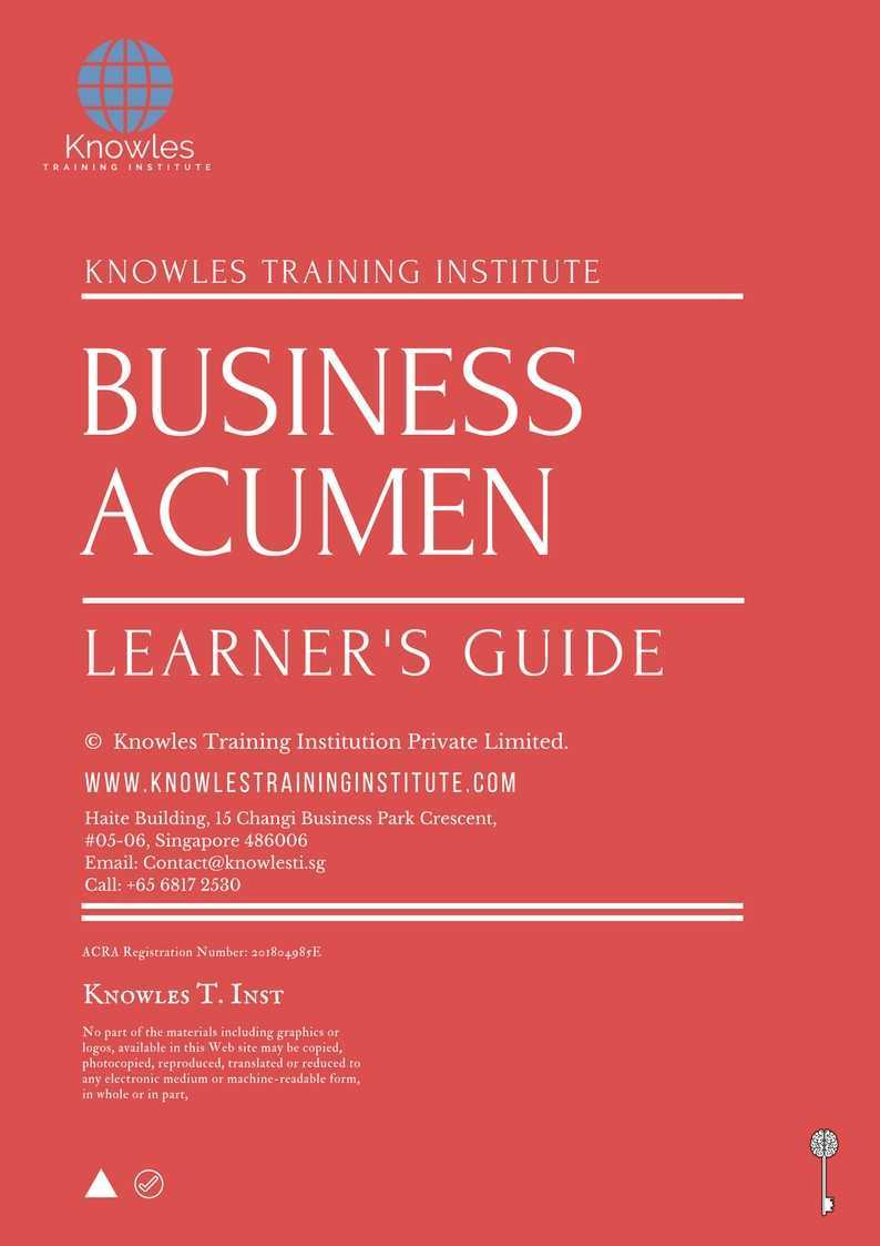 Business Acumen Training Course in New Zealand Learner’s Guide