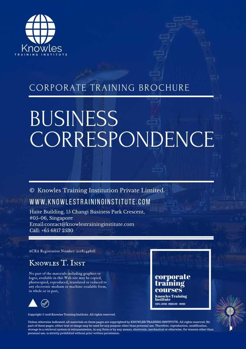 Business Correspondence Training Course in New Zealand Brochure