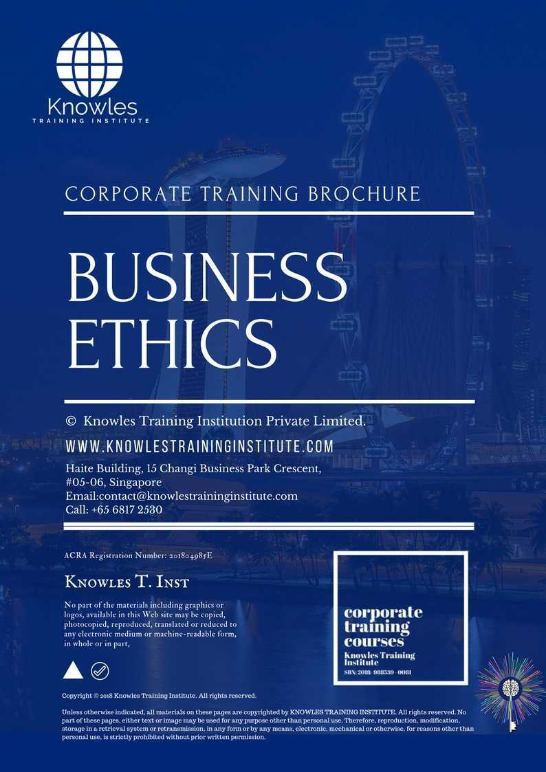 Business Ethics Training Course in New Zealand Brochure