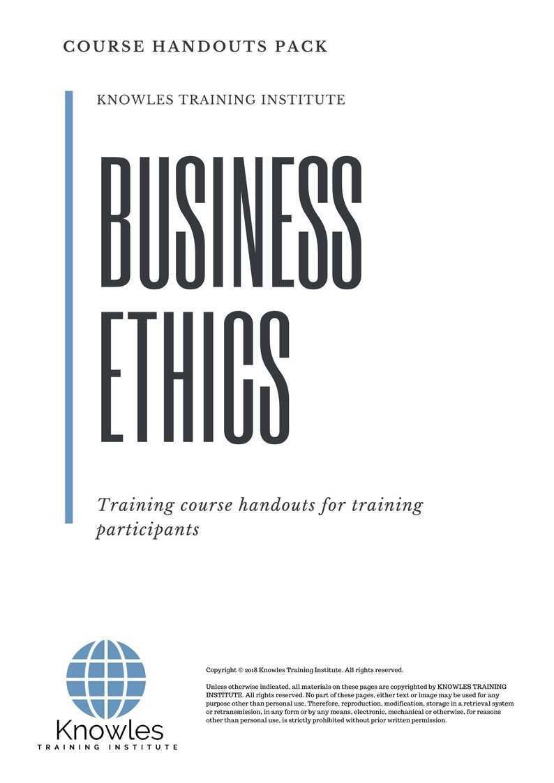 Business Ethics Training Course in New Zealand Handouts
