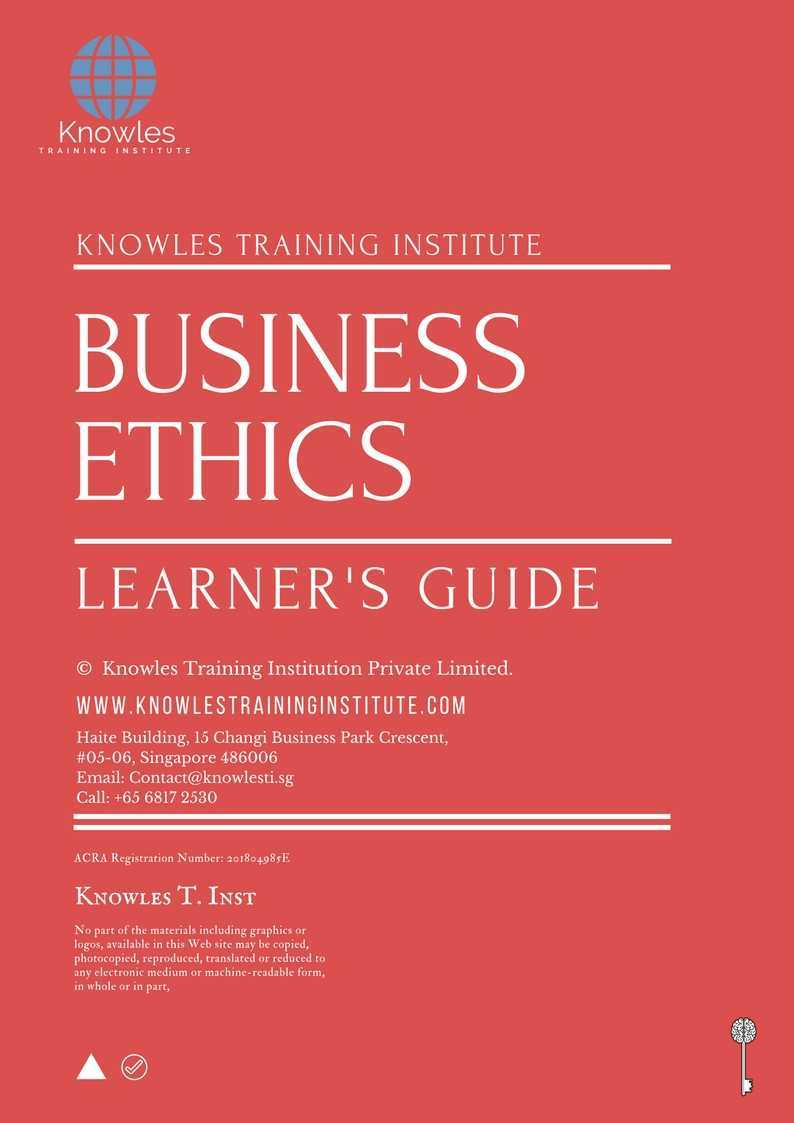 Business Ethics Training Course in New Zealand Learner’s Guide