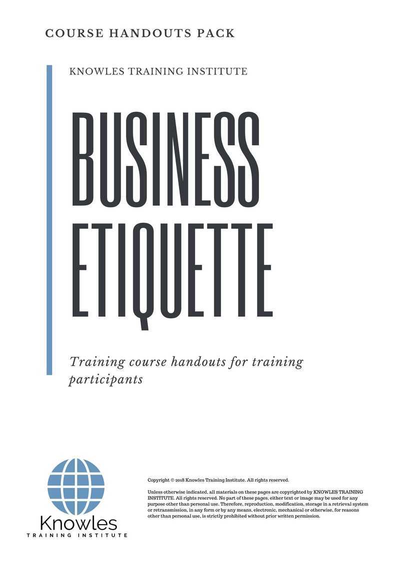 Business Etiquette Training Course in New Zealand Handouts