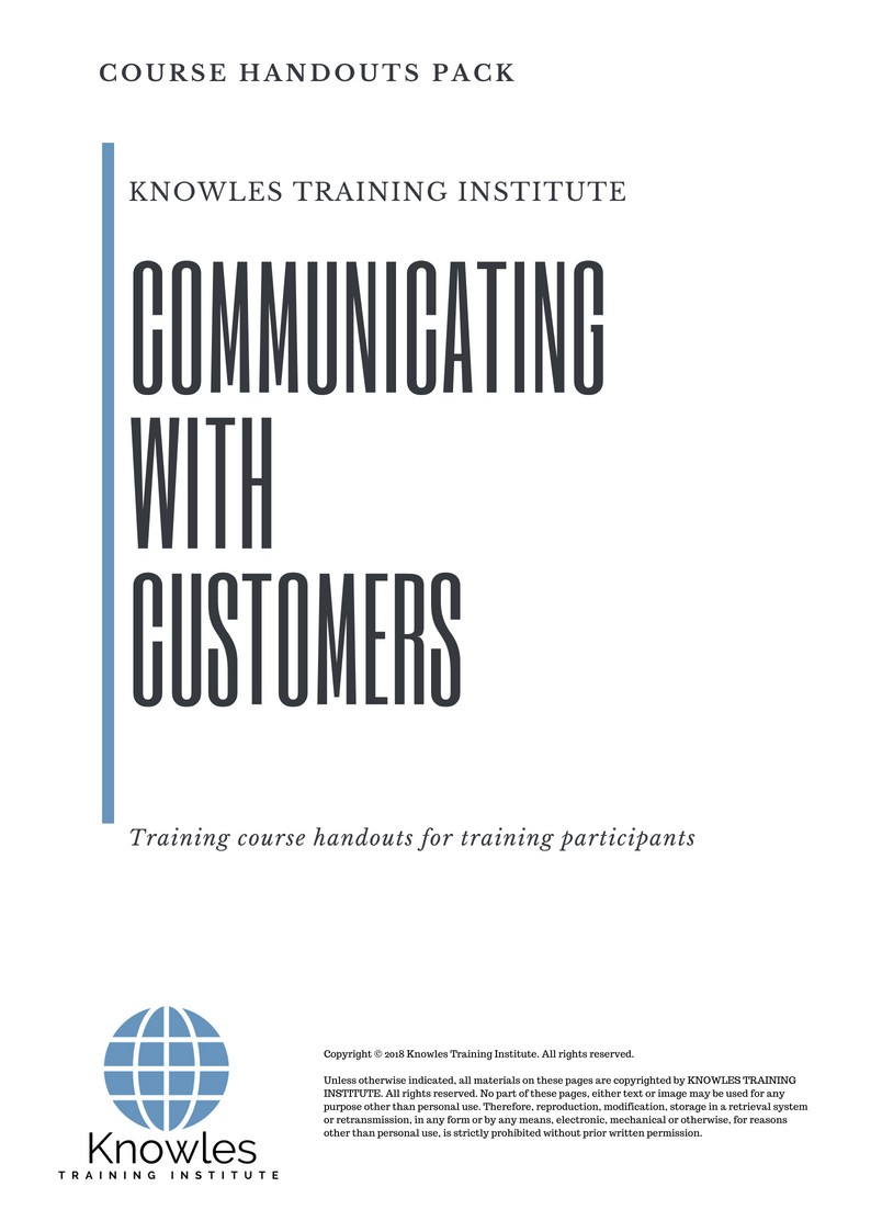 Communicating With Customers Course in New Zealand Handouts