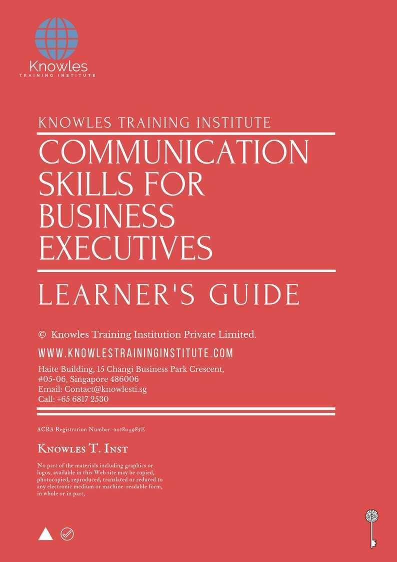 Communication Skills For Bussiness Executive Training Course in New Zealand Learner’s Guide