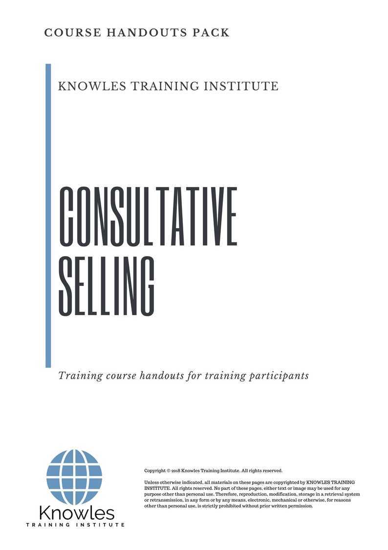 Consultative Selling Training Course in New Zealand Handouts
