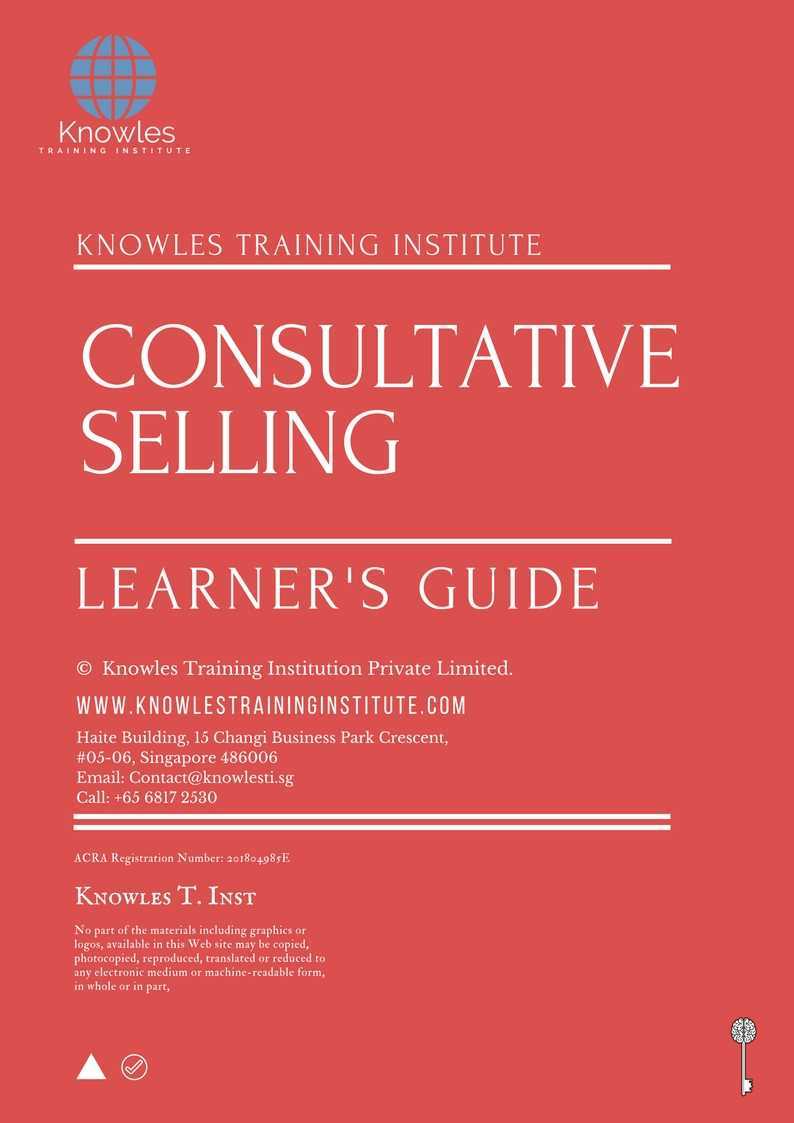 Consultative Selling Training Course in New Zealand Learner’s Guide