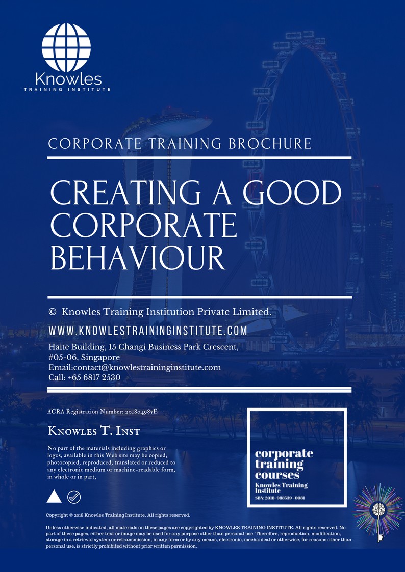 Course Brochure For Creating A Good Corporate Behaviour Training Course in New Zealand