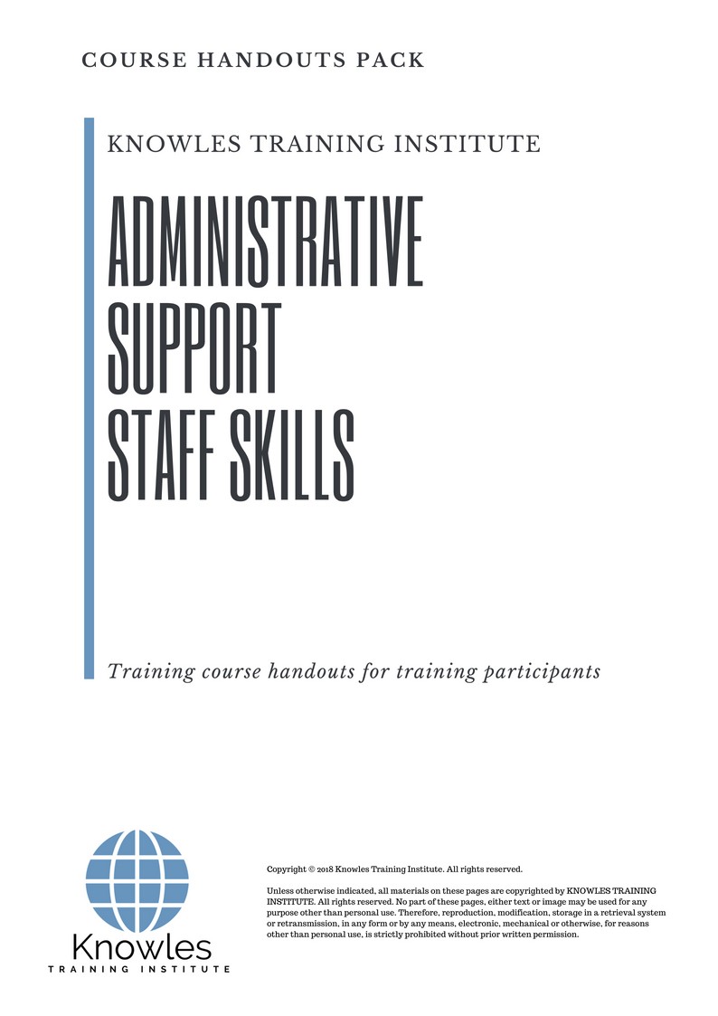 Course Handouts For Administrative Support Staff Skills in New Zealand