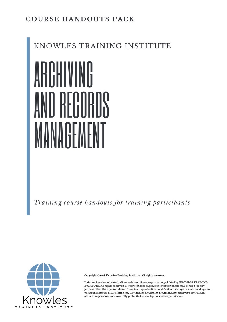 Course Handouts For Archiving And Records Management in New Zealand