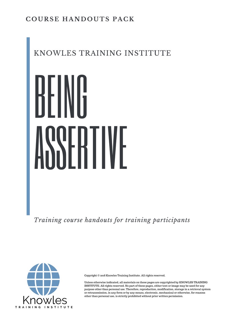 Course Handouts For Being Assertive Training Course in New Zealand