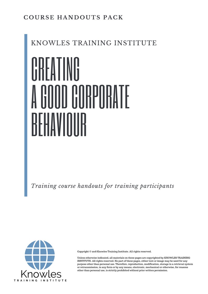 Course Handouts For Creating A Good Corporate Behaviour Course in New Zealand