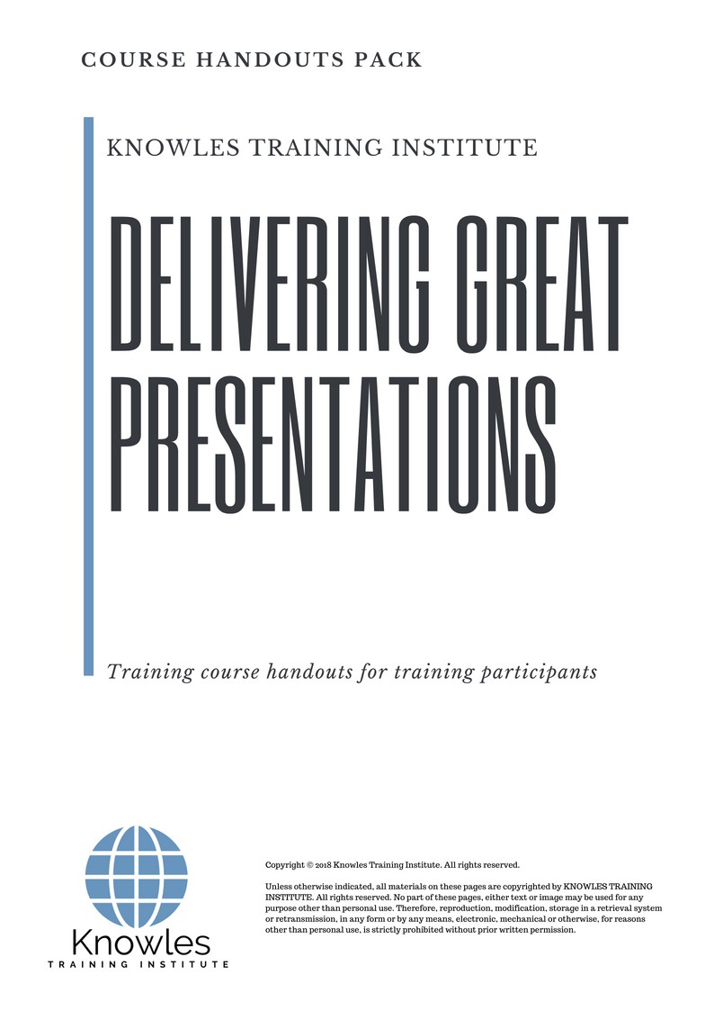 Course Handouts For Delivering Great Presentations Course in New Zealand