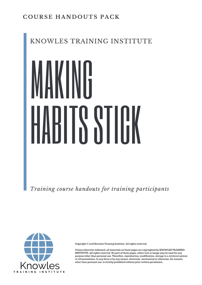 Course Handouts For Making Habits Stick Course in New Zealand