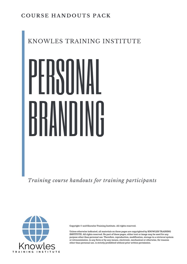 Course Handouts For Personal Branding Training Course in New Zealand