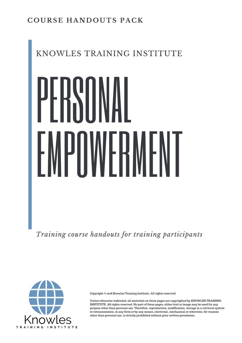 Course Handouts For Personal Empowerment Training Course in New Zealand