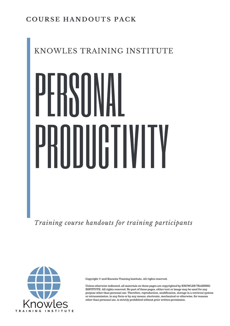 Course Handouts For Personal Productivity Training Course in New Zealand
