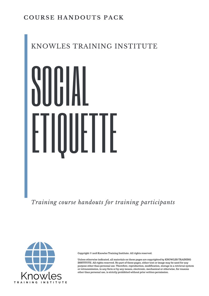 Course Handouts For Social Etiquette Course in New Zealand