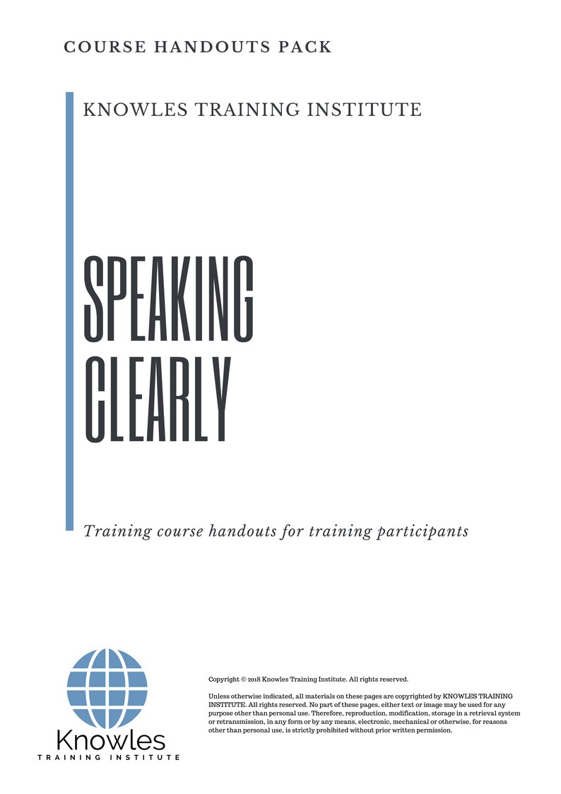 Course Handouts For Speaking Clearly Course in New Zealand