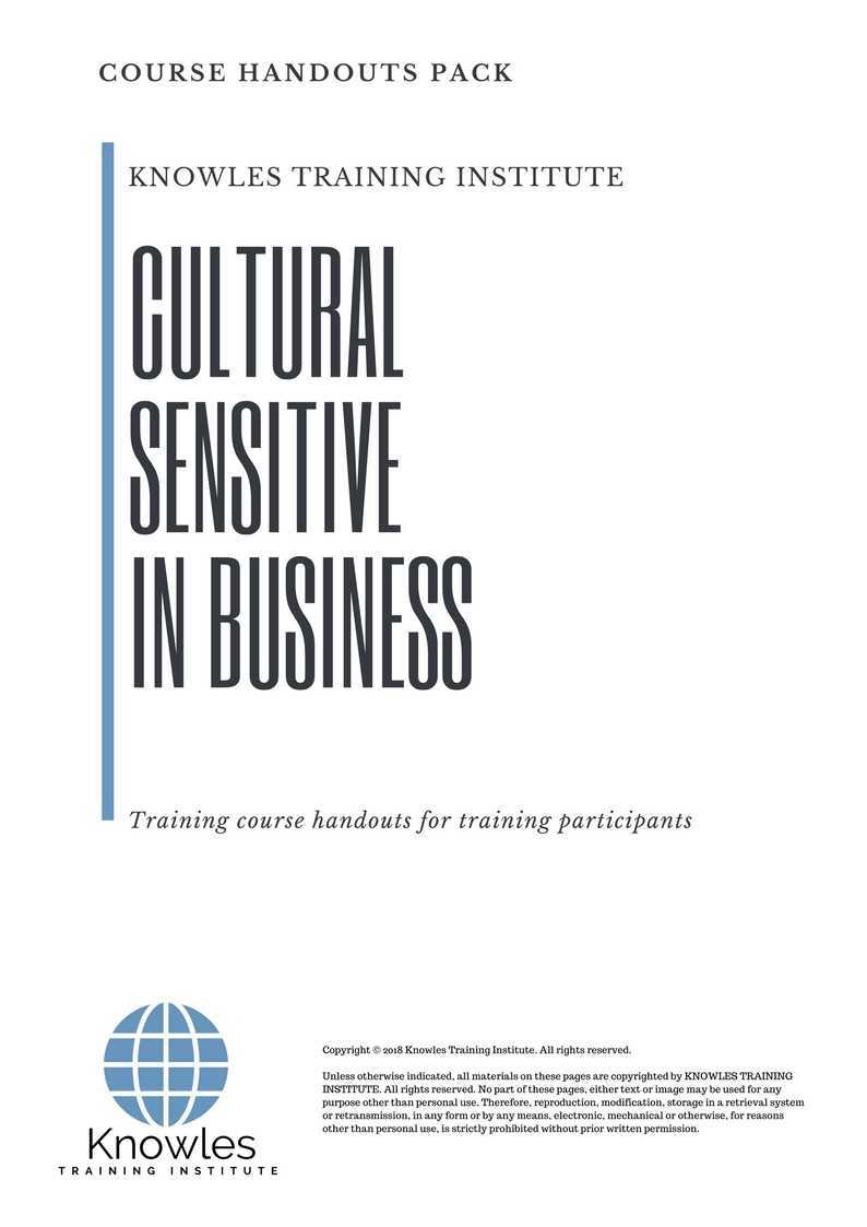 Cultural Sensitive In Business Training Course in New Zealand Handouts