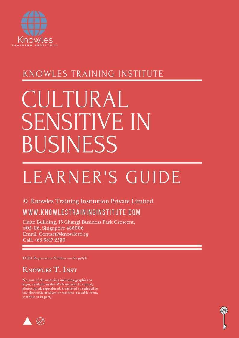 Cultural Sensitive In Business Training Course in New Zealand Learner’s Guide