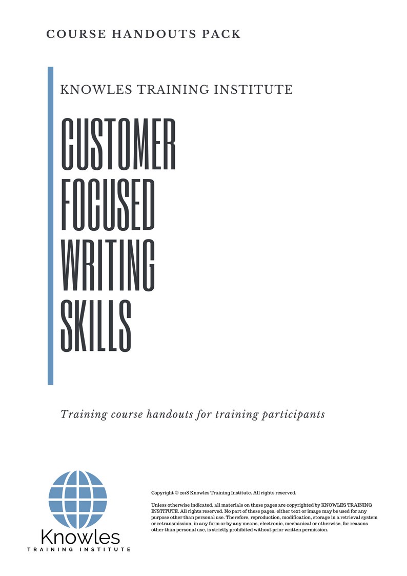 Customer Focused Writing Skills Course in New Zealand Handouts