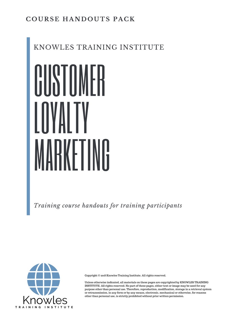 Customer Loyalty Marketing Course in New Zealand Handouts