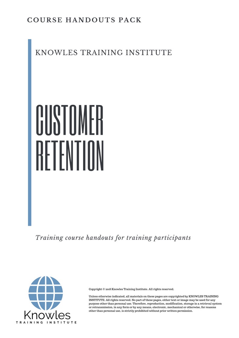Customer Retention Course in New Zealand Handouts