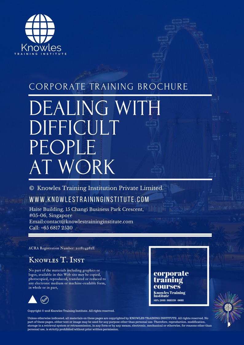 Dealing With Difficult People At Work Course in New Zealand Brochure