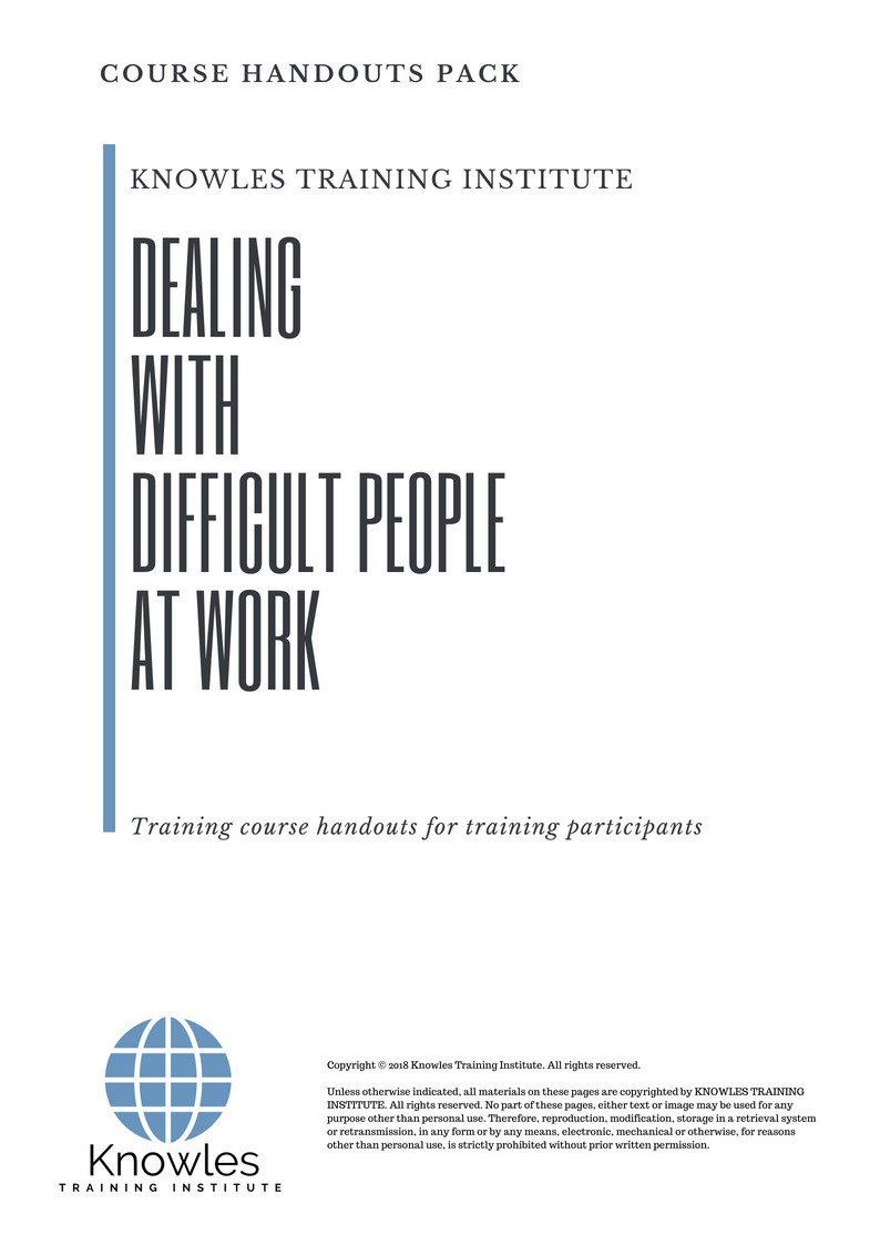 Dealing With Difficult People At Work Course in New Zealand Handouts