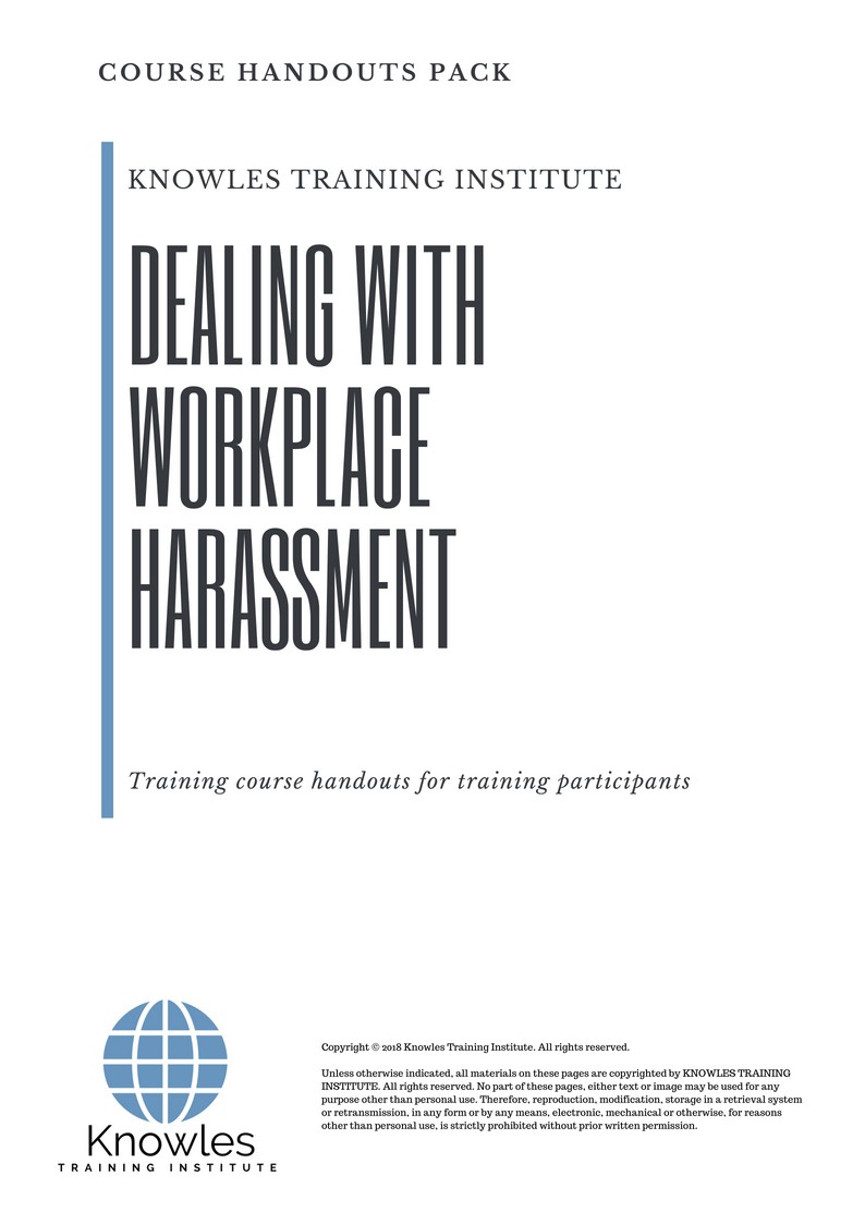 Dealing With Workplace Harassment Course in New Zealand Handouts
