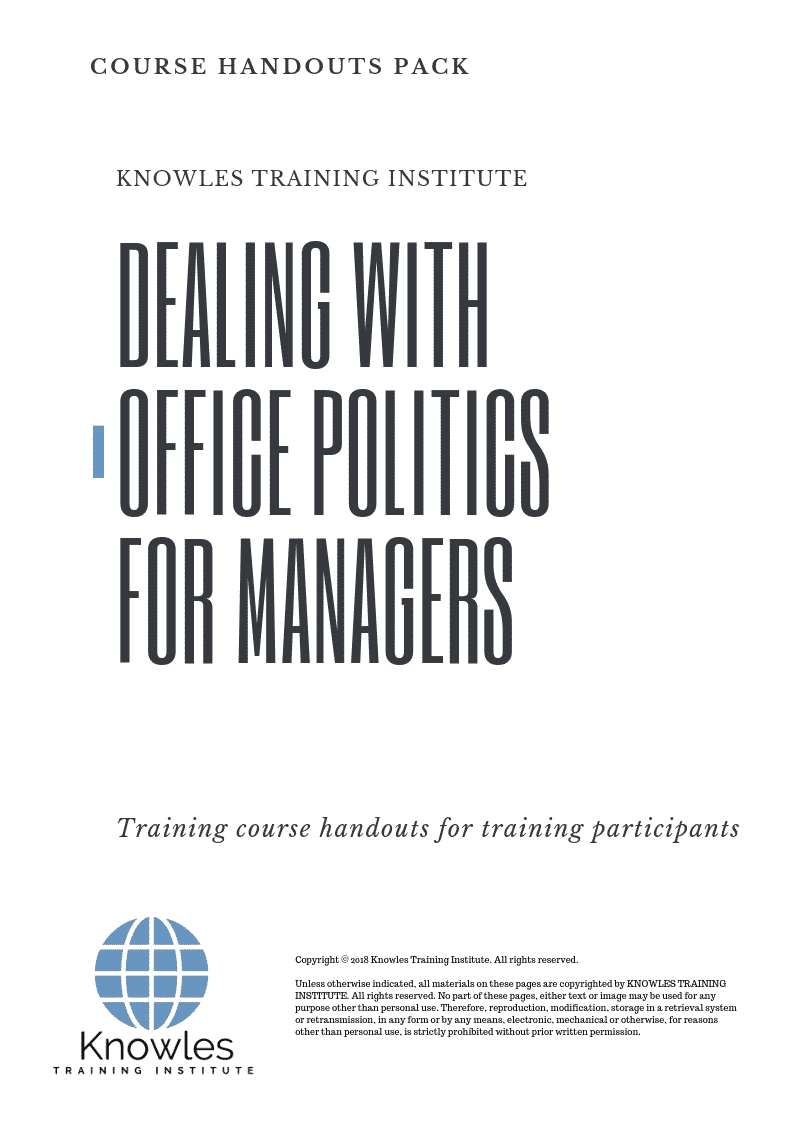 Dealing with Office Politics for Managers Training Course in New Zealand Handouts