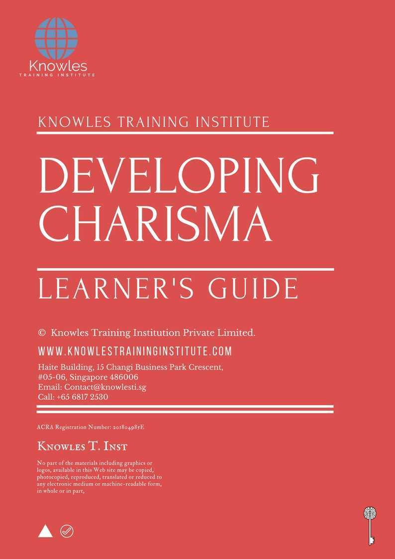 Developing Charisma Training Course in New Zealand Learner’s Guide