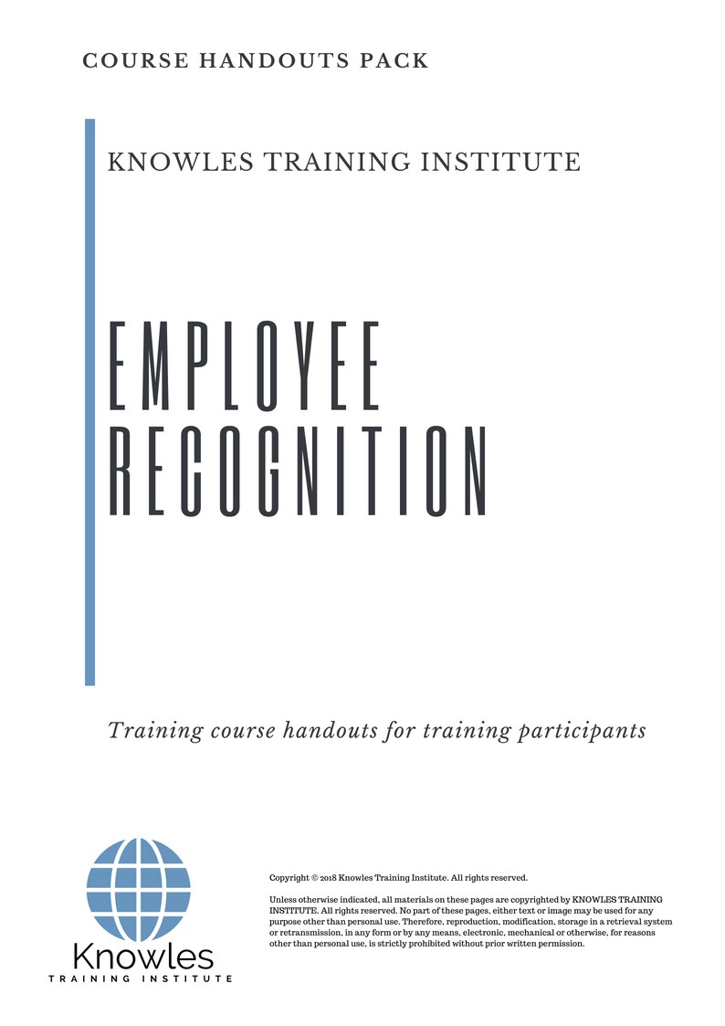 Employee Recognition Training Course in New Zealand Handouts