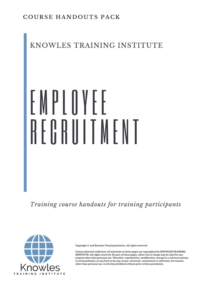 Employee Recruitment Training Course in New Zealand Handouts