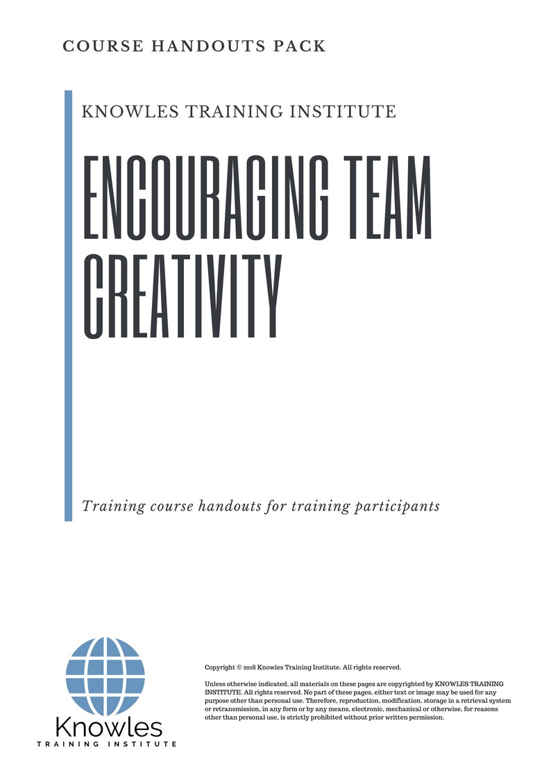Encouraging Team Creativity Training Course in New Zealand Handouts