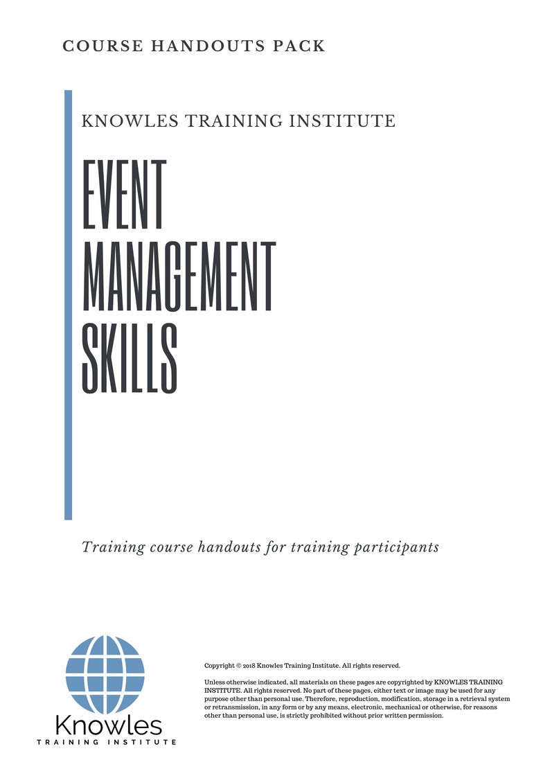 Event Management Skills Course in New Zealand Handouts