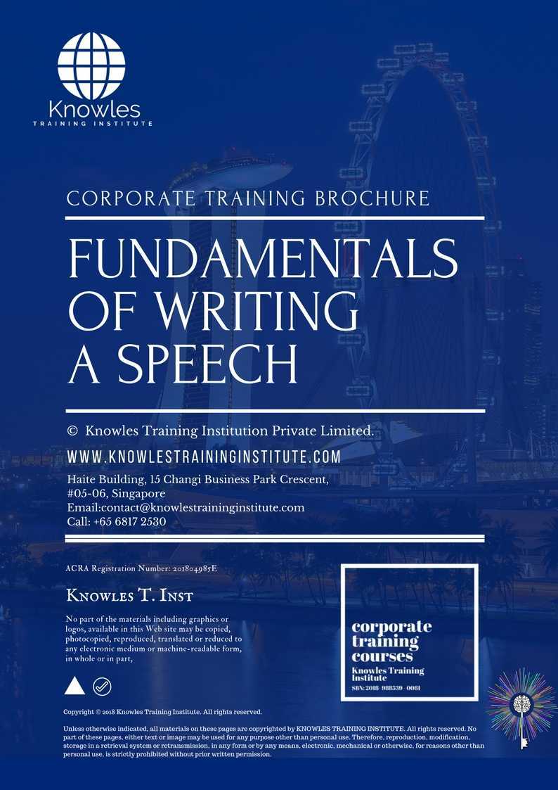 Fundamentals Of Writing A Speech Training Course in New Zealand Brochure