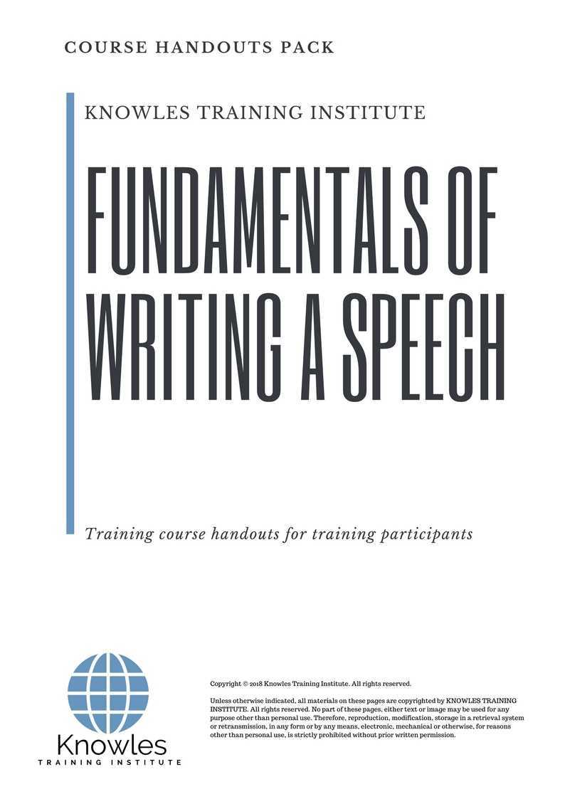 Fundamentals Of Writing A Speech Training Course in New Zealand Handouts