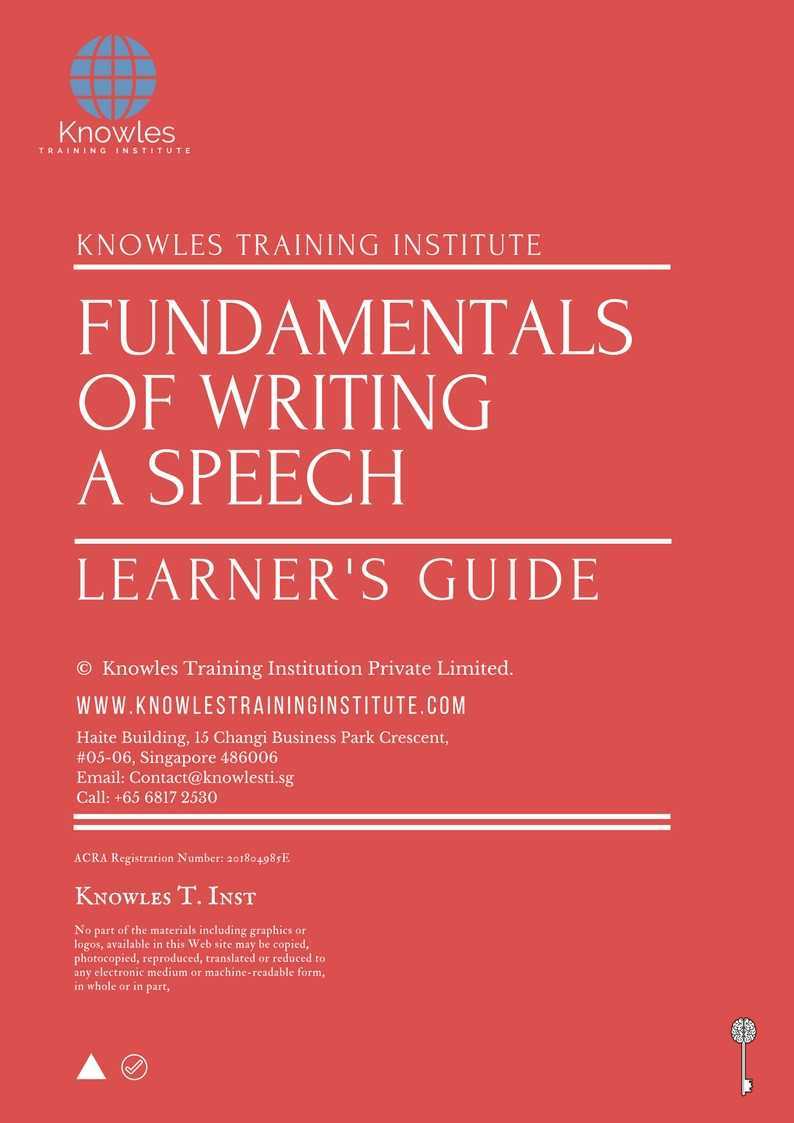 Fundamentals Of Writing A Speech Training Course in New Zealand Learner’s Guide