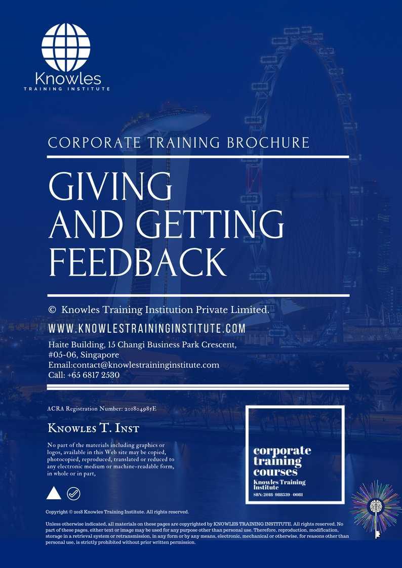 Giving And Getting Feedback Training Course in New Zealand Brochure