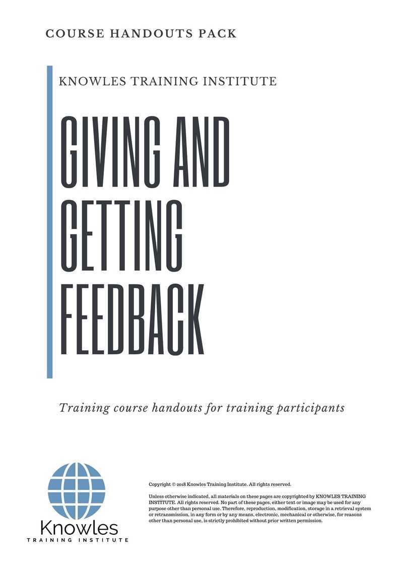 Giving And Getting Feedback Training Course in New Zealand Handouts