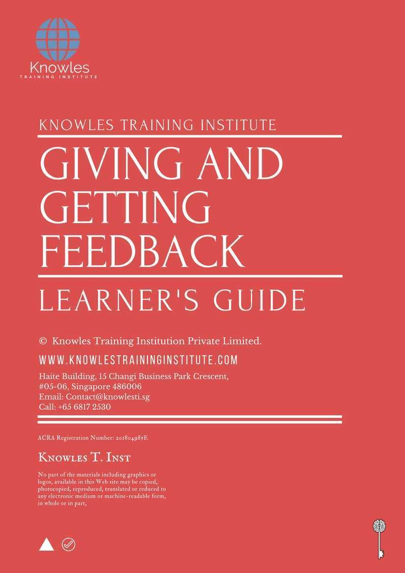 Giving And Getting Feedback Training Course in New Zealand Learner’s Guide