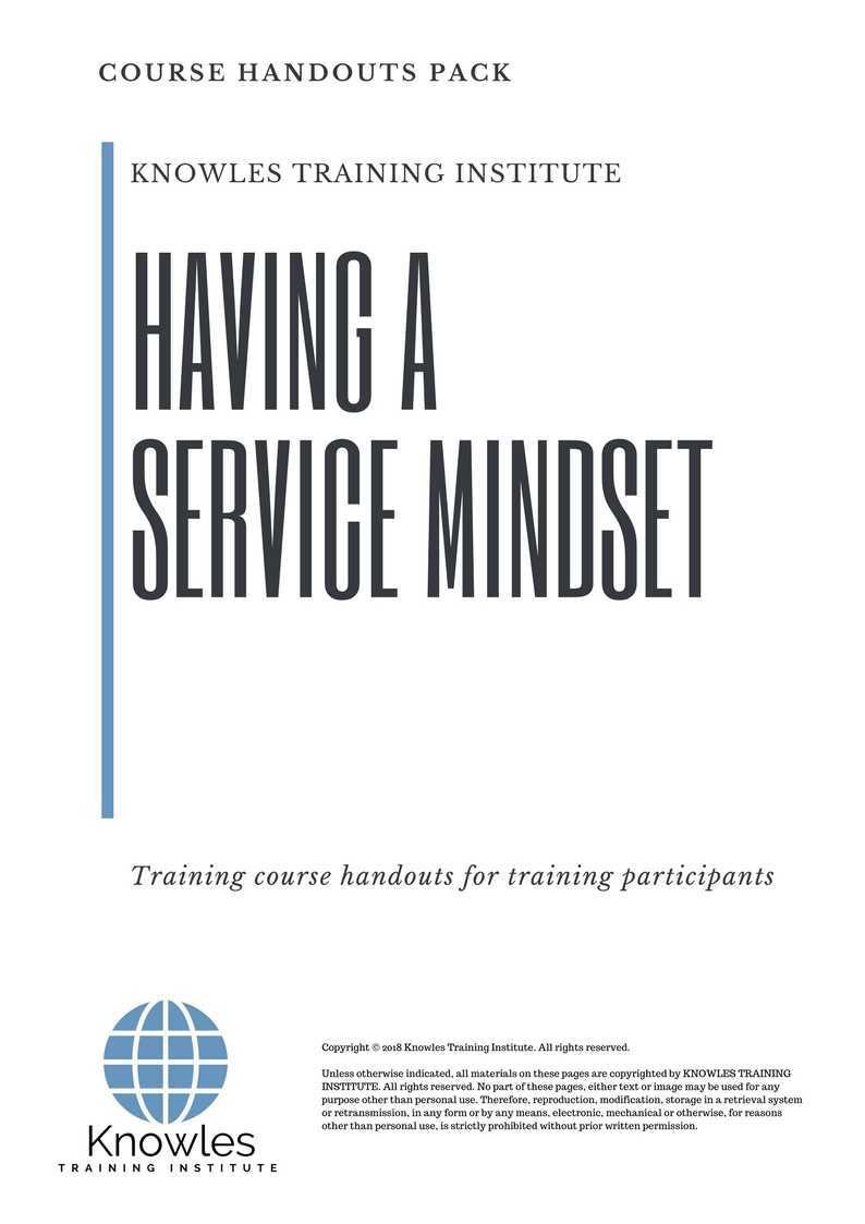 Having A Service Mindset Training Course in New Zealand Handouts