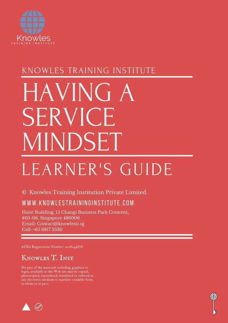 Having A Service Mindset Training Course in New Zealand Learner’s Guide