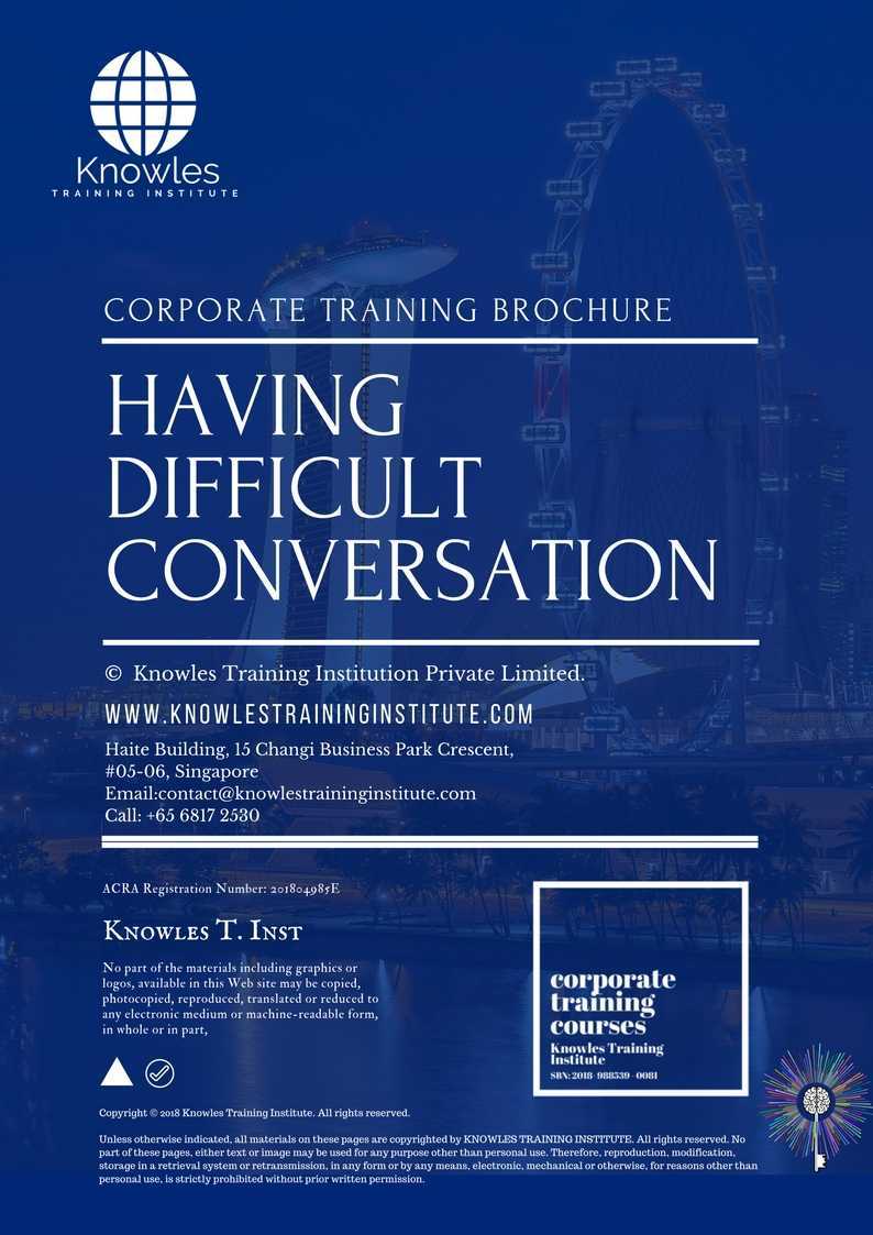 Having Difficult Conversation Training Course in New Zealand Brochure