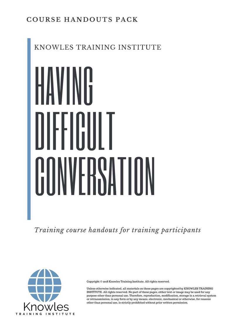 Having Difficult Conversation Training Course in New Zealand Handouts