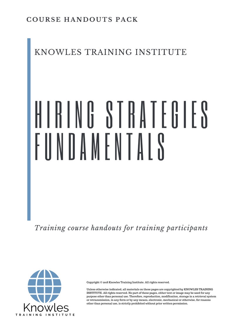 Hiring Strategies Fundamentals Training Course in New Zealand Handouts